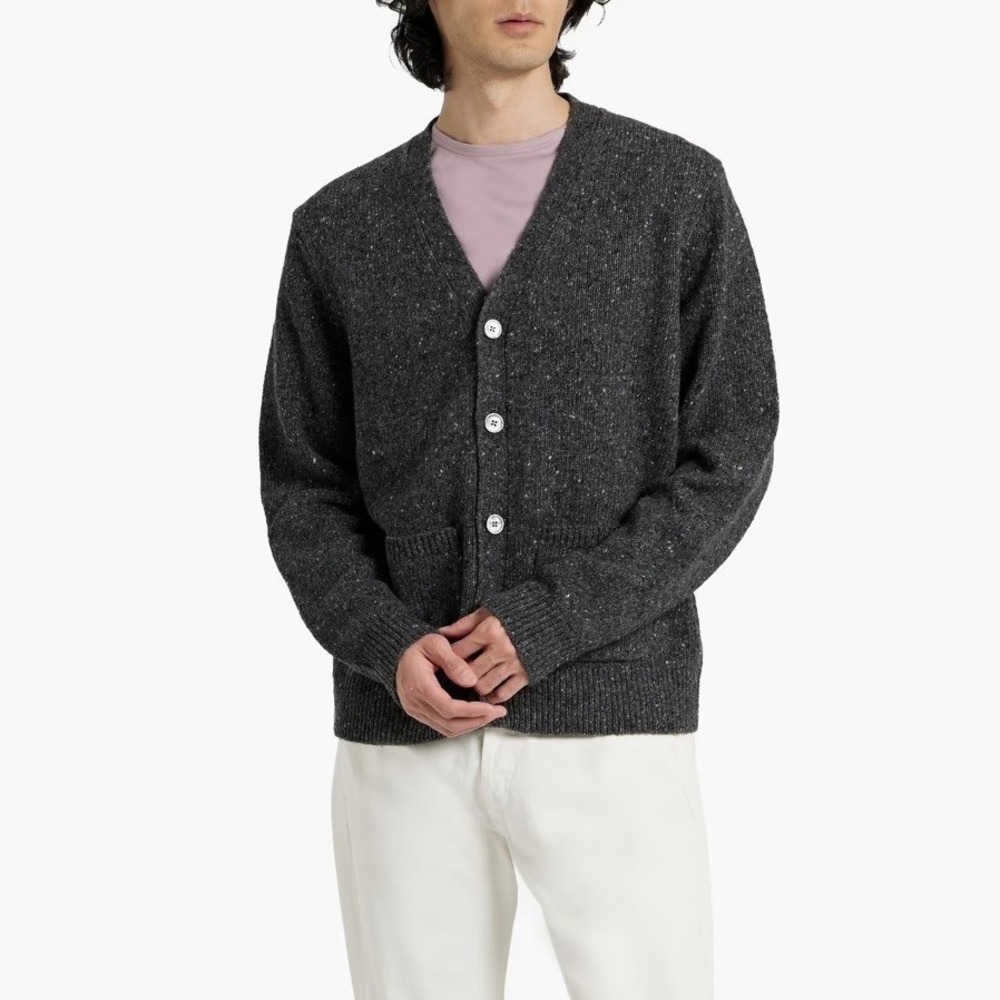 Alex Mill Donegal Cardigan Sweater Small Men Gray Merino Alpaca Wool Knit Preppy